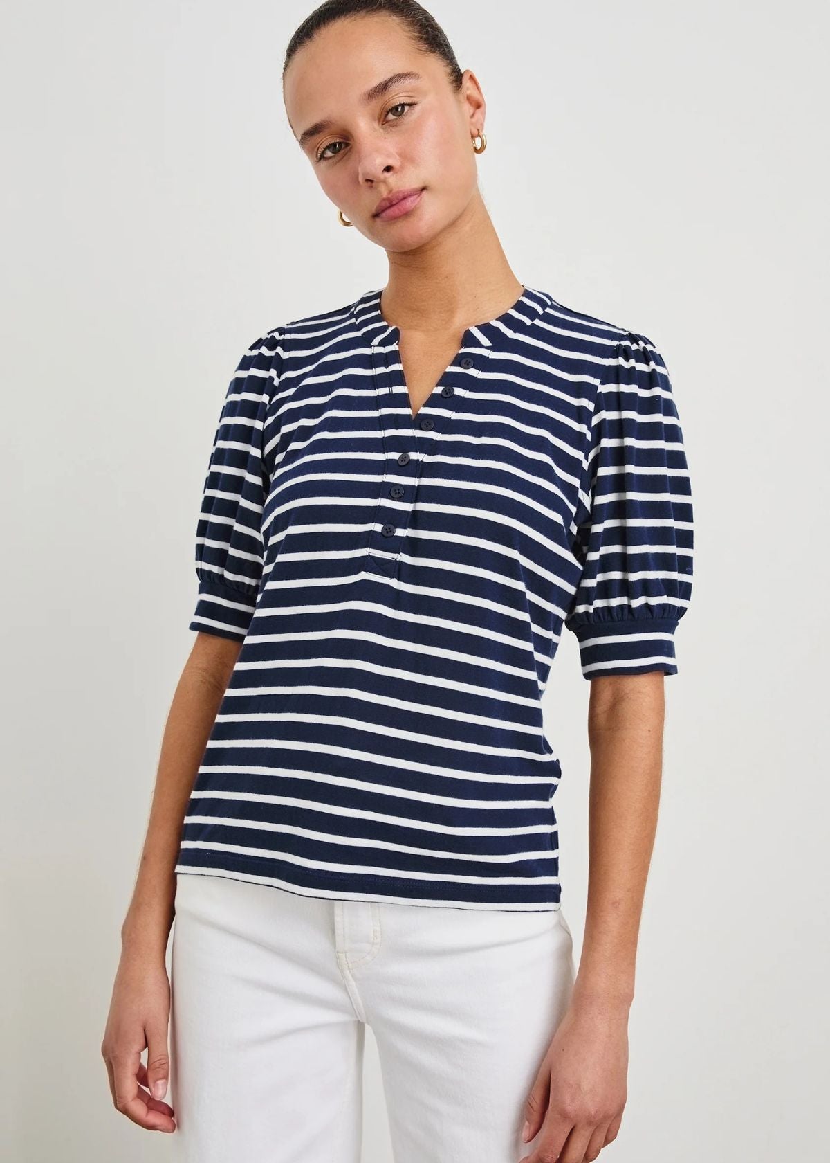 RAILS Jewel Top - Navy and Ivory Stripe