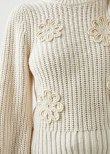 RAILS Romy Sweater - Ivory Crochet Daisies