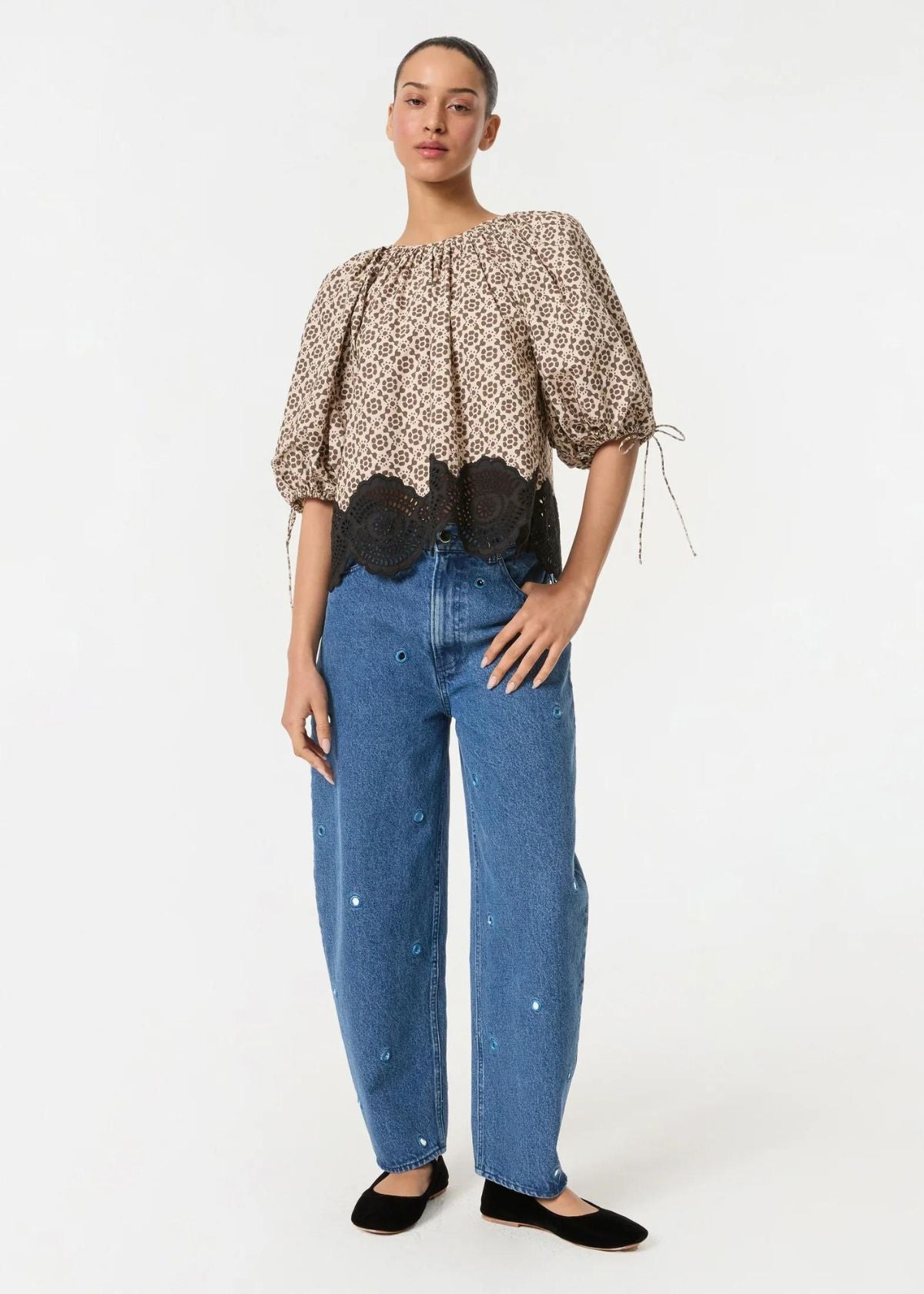 RHODE Rowan Top - Kalahari Floral Eyelet