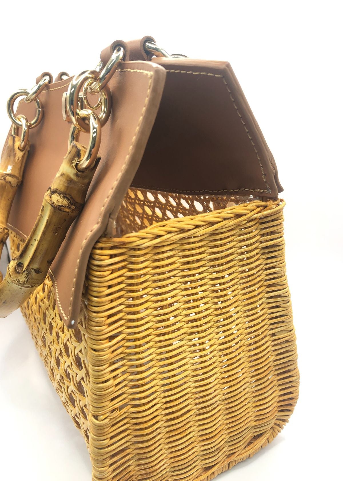 SERPUI Luna OM Wicker Handbag - Light Honey