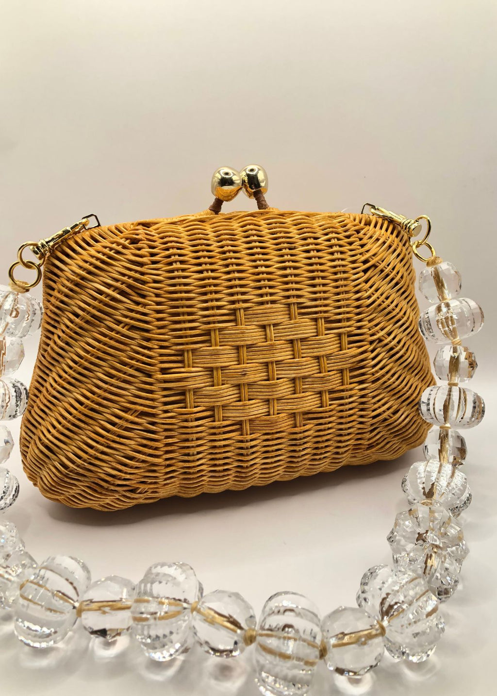 Serpui Charlotte Honey Wicker Clutch