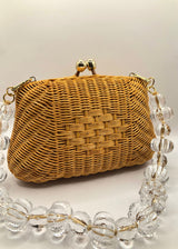 SERPUI Blair Wicker Clutch Handbag - Light Honey