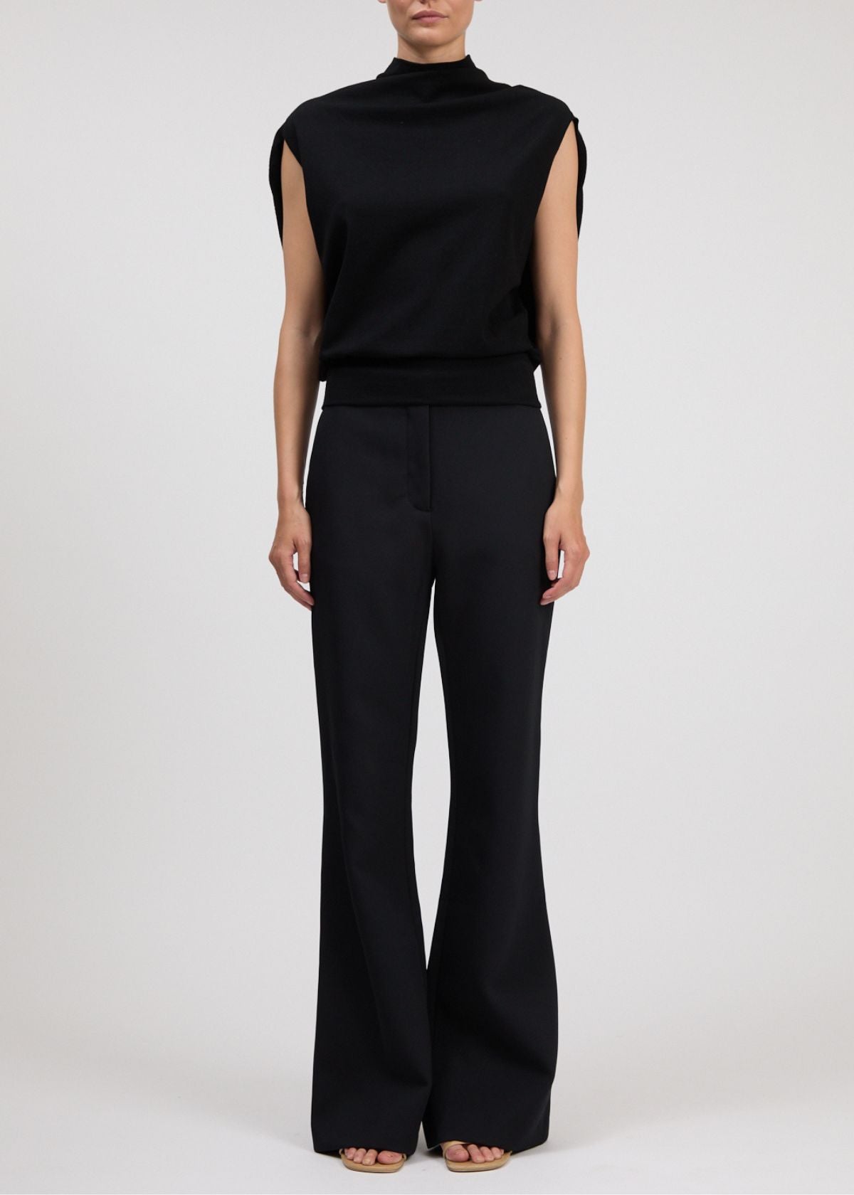SIMKHAI Juli Draped Cape Top - Black