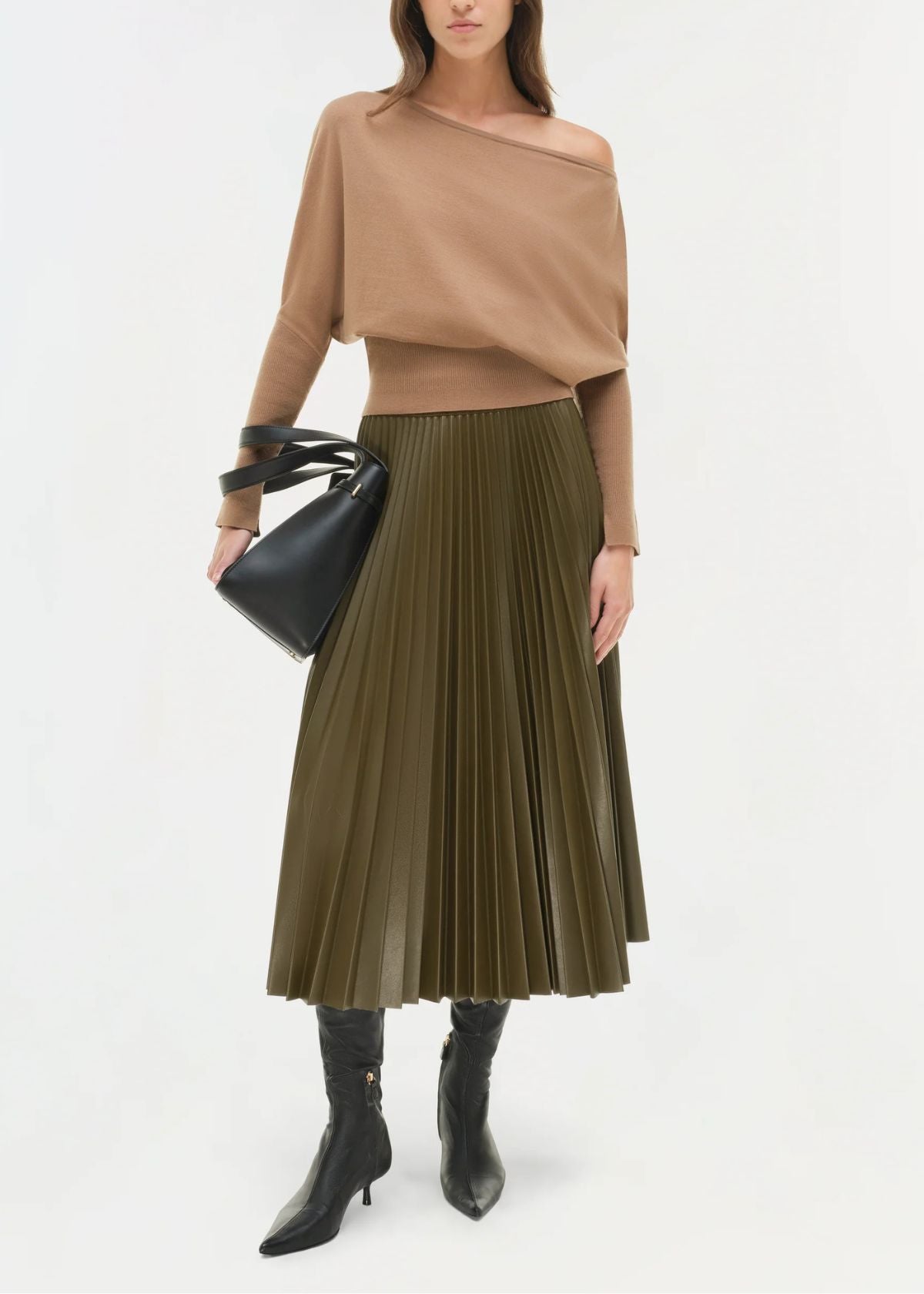 SIMKHAI Kezia Vegan Leather Midi Skirt - Alligator