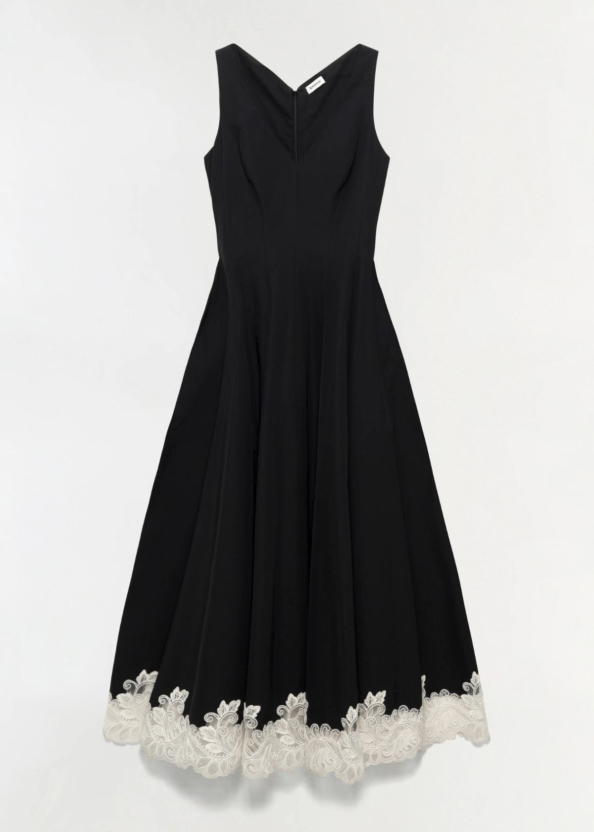 SIMKHAI Mira Cotton Faille Lace Midi Dress - Black Multi