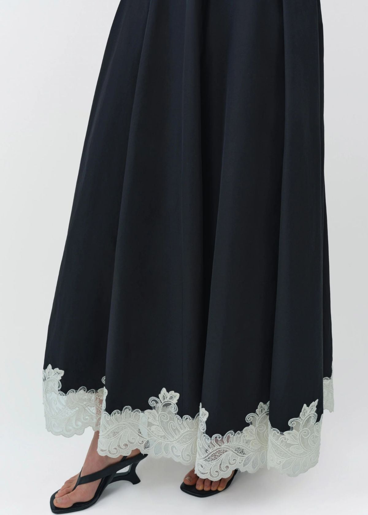 SIMKHAI Mira Cotton Faille Lace Midi Dress - Black Multi
