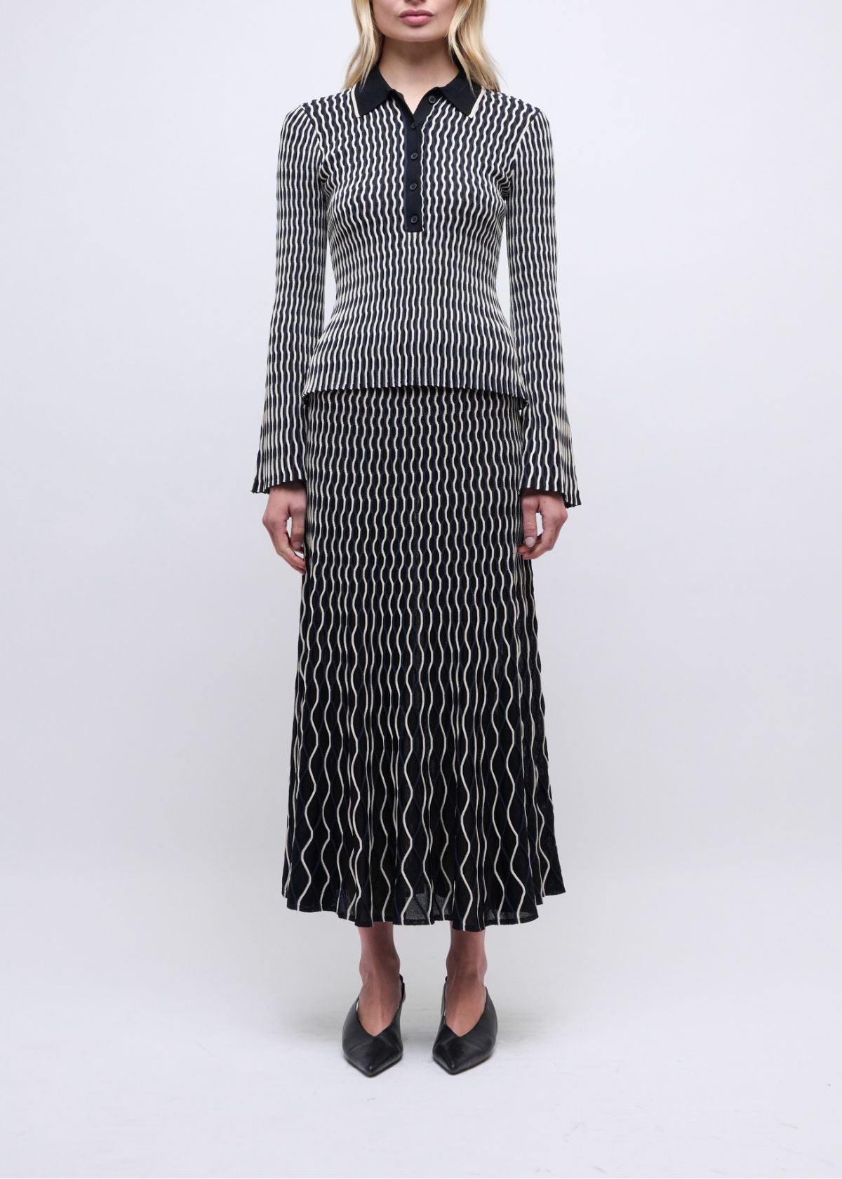 SIMKHAI Aliza Knit Midi Skirt - Black Multi