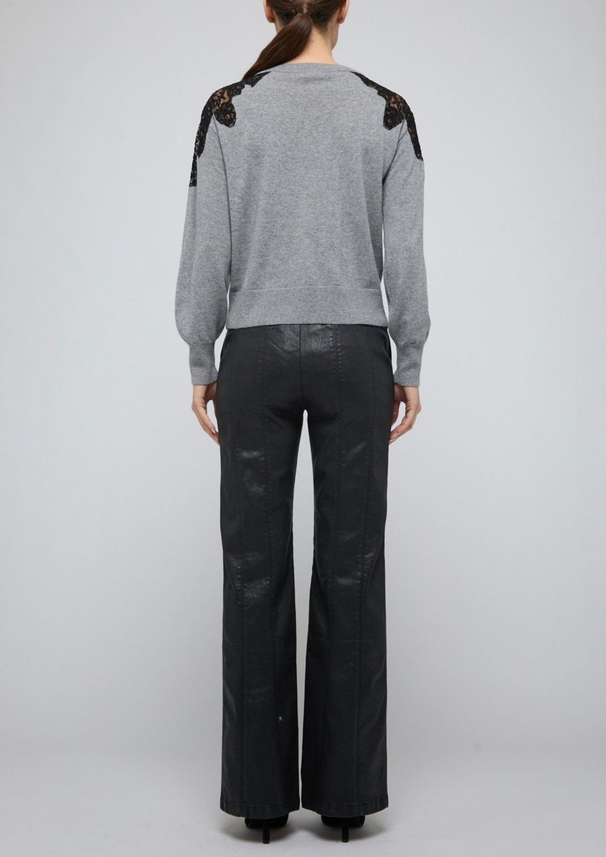 SIMKHAI Larissa Crew Sweater - Grey Melange Black