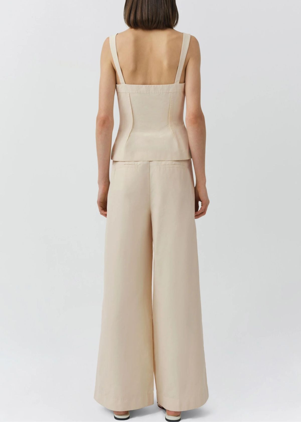 SIMKHAI Leroy Pleated Wide Leg Pant - Stone