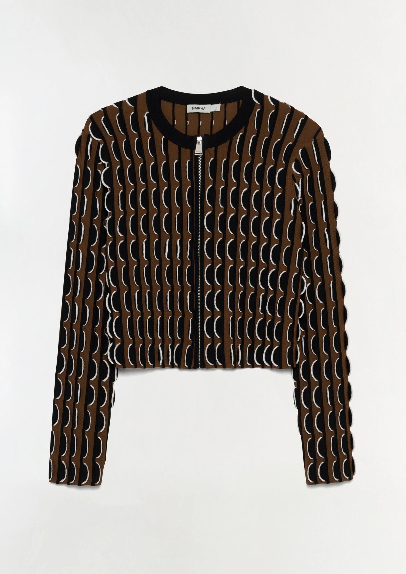 SIMKHAI Kylie Long Sleeve Cardigan Sweater - Dark Ochre Multi