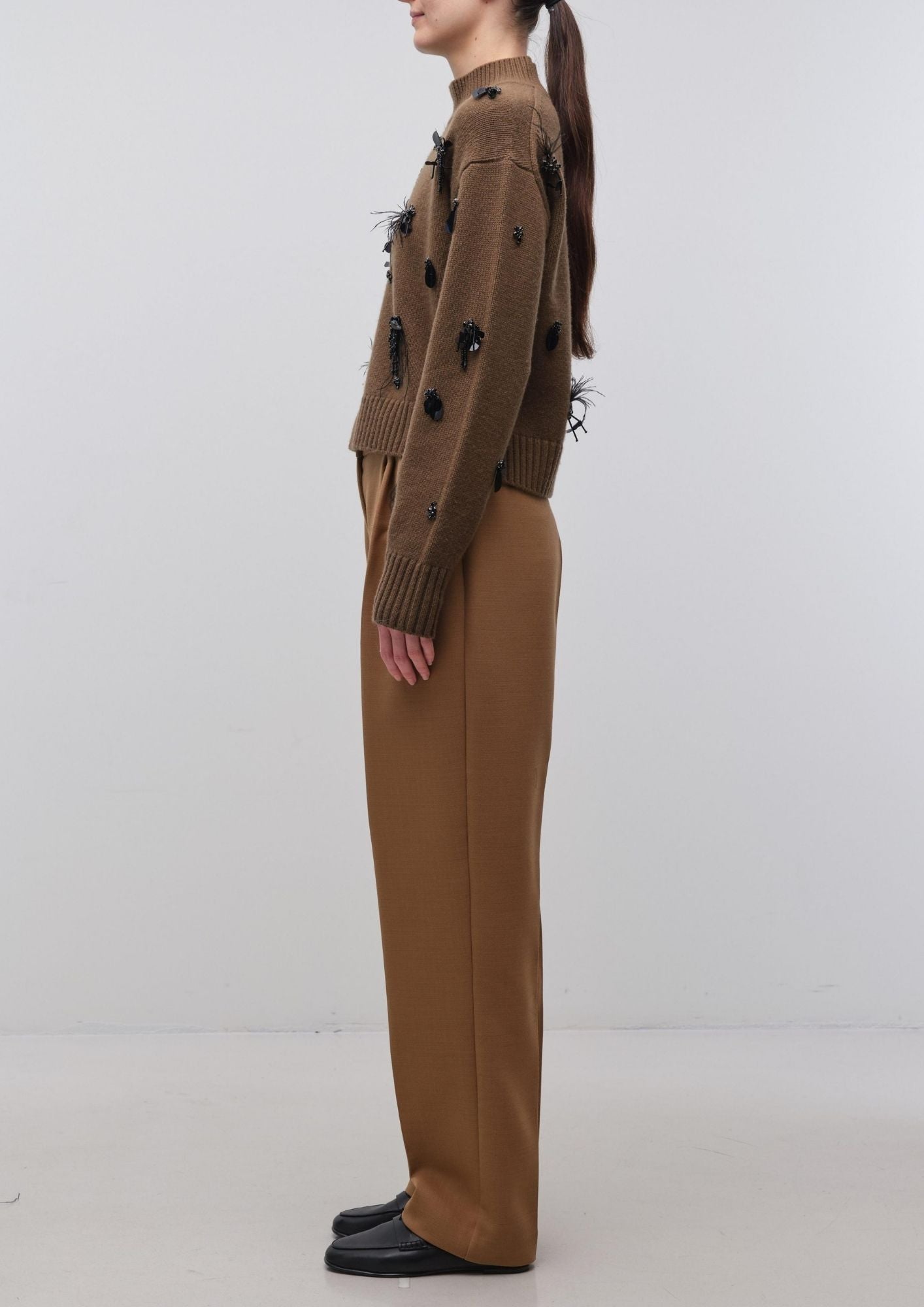 SIMKHAI Gabriette Long Sleeve Sweater - Dark Ochre