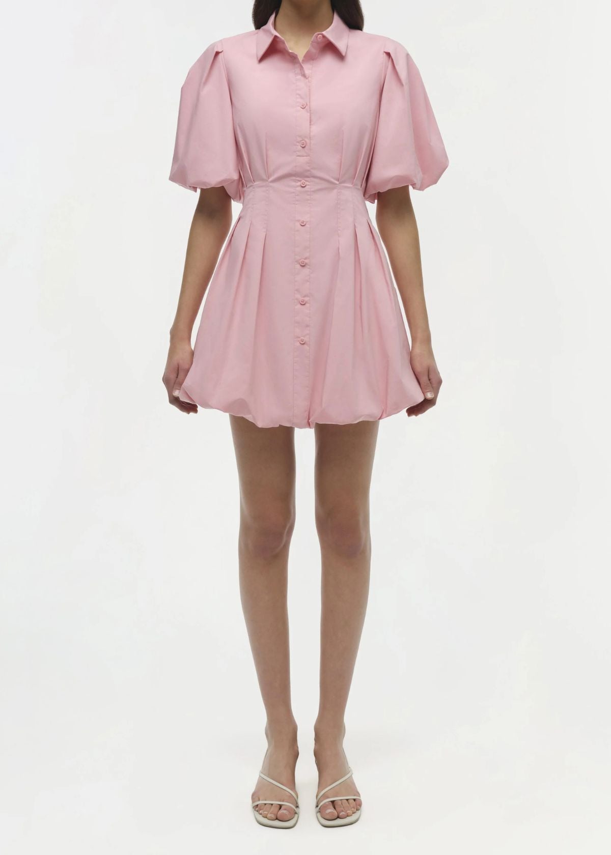 SIMKHAI Cleo Balloon Pintuck Mini Dress - Dusty Rose