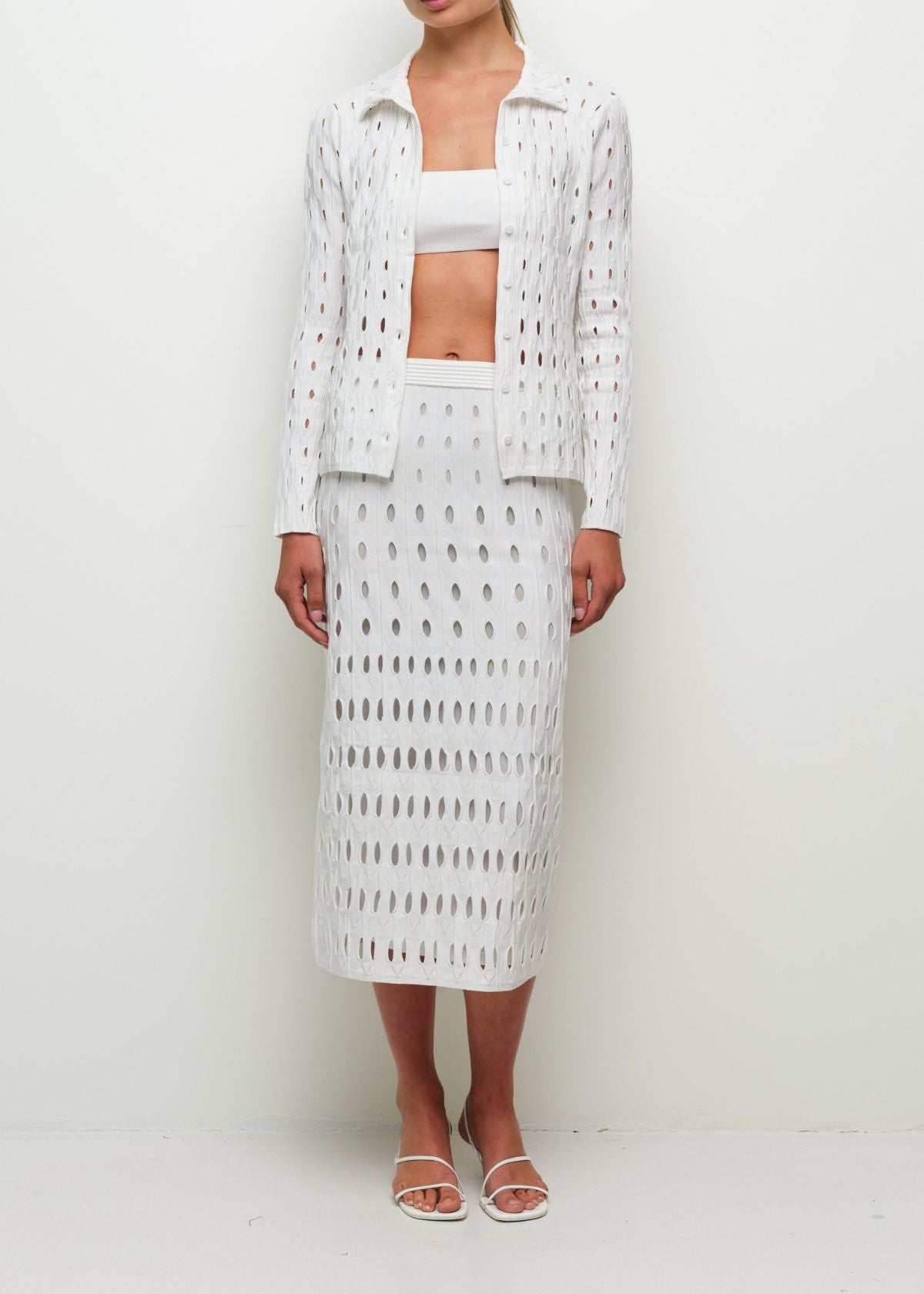 SIMKHAI Ellsworth Knit Cardigan - Ivory