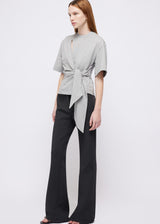 SIMKHAI Joline Wrap Tie Top - Grey Melange