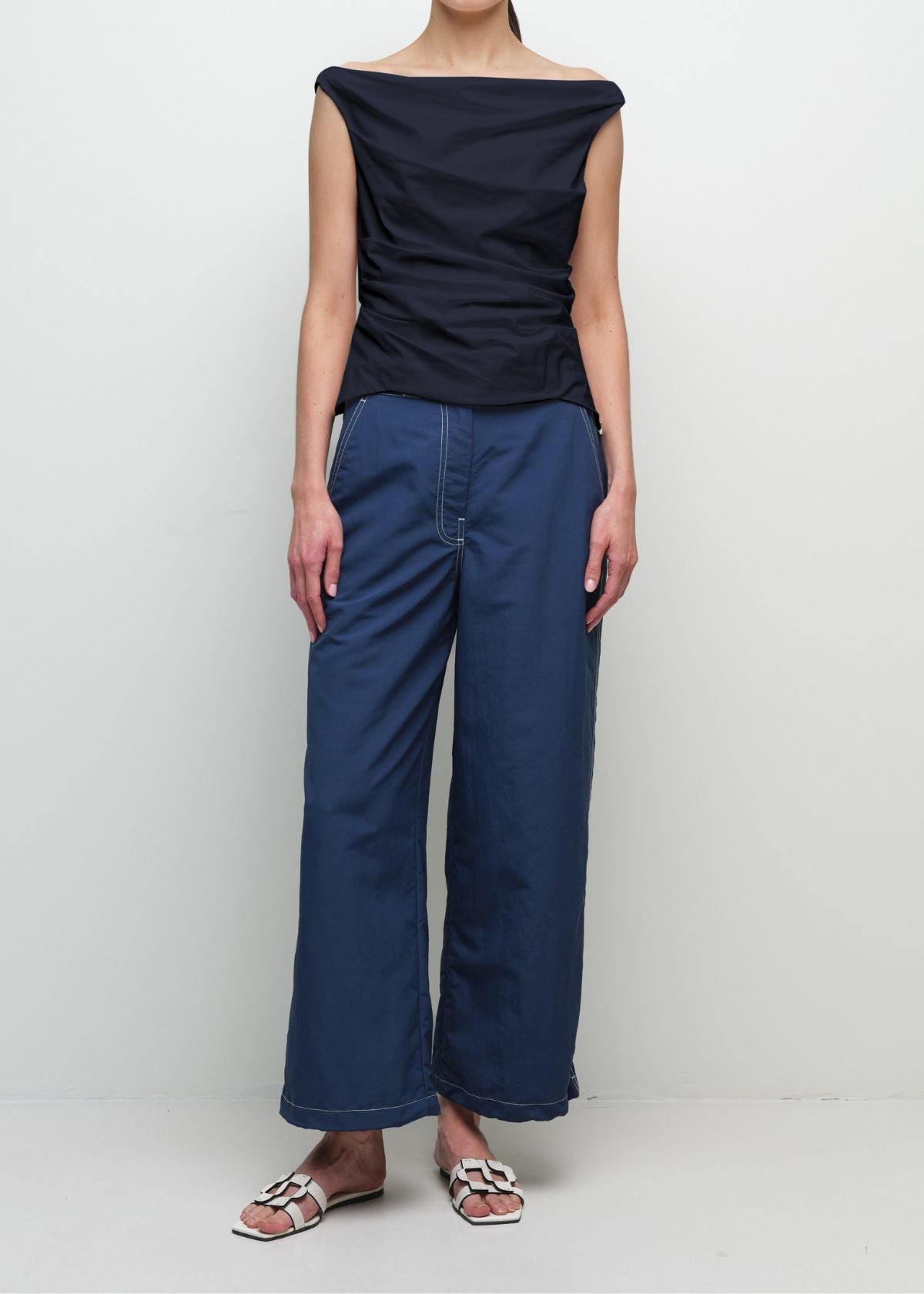 SIMKHAI Maisel Cotton Draped Top - Midnight