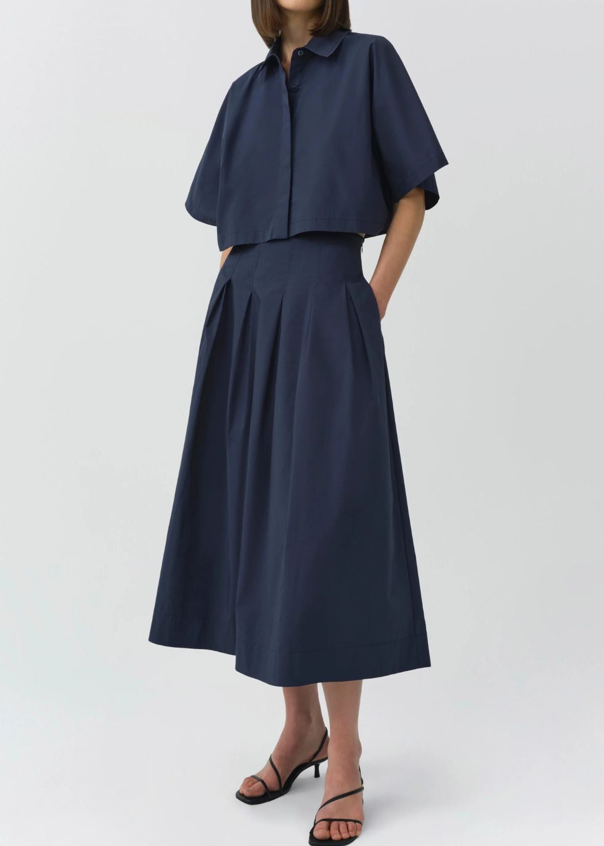 SIMKHAI Elora Cotton Midi Skirt - Midnight