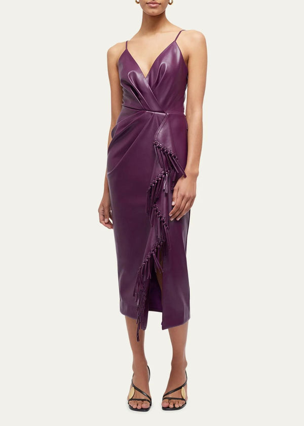 SIMKHAI Carlee Vegan Leather Dress - Plum