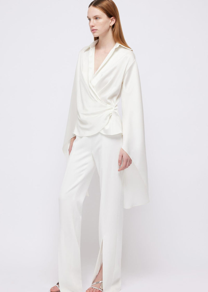 SIMKHAI Paradisa Cascade Sleeve Wrap Top - Ivory