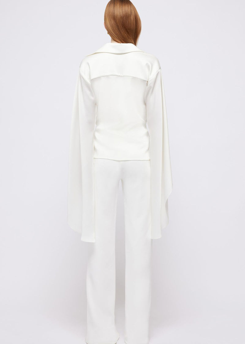 SIMKHAI Paradisa Cascade Sleeve Wrap Top - Ivory