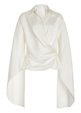 SIMKHAI Paradisa Cascade Sleeve Wrap Top - Ivory