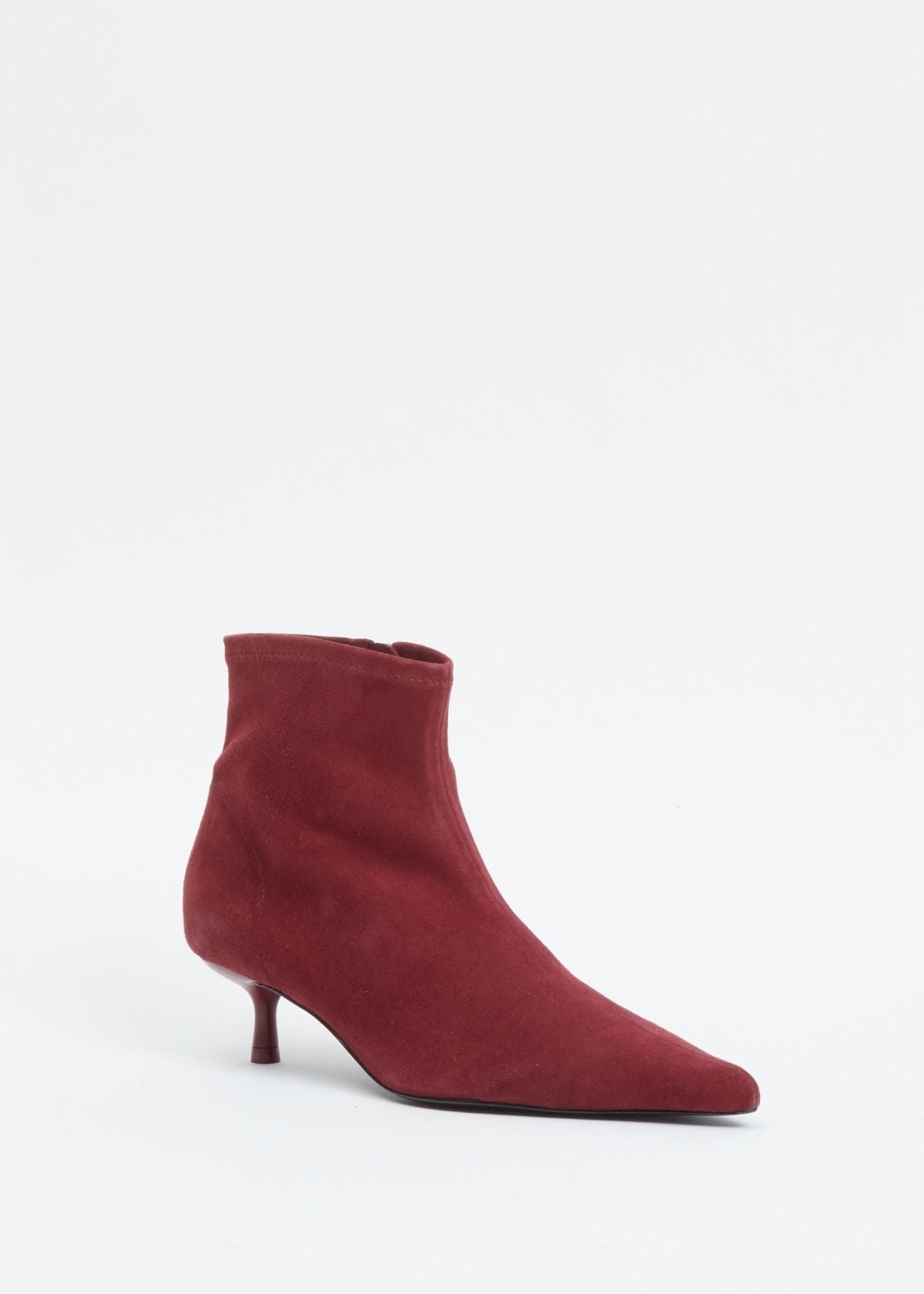 SIMKHAI Joni Stretch Suede Ankle Boot - Cranberry