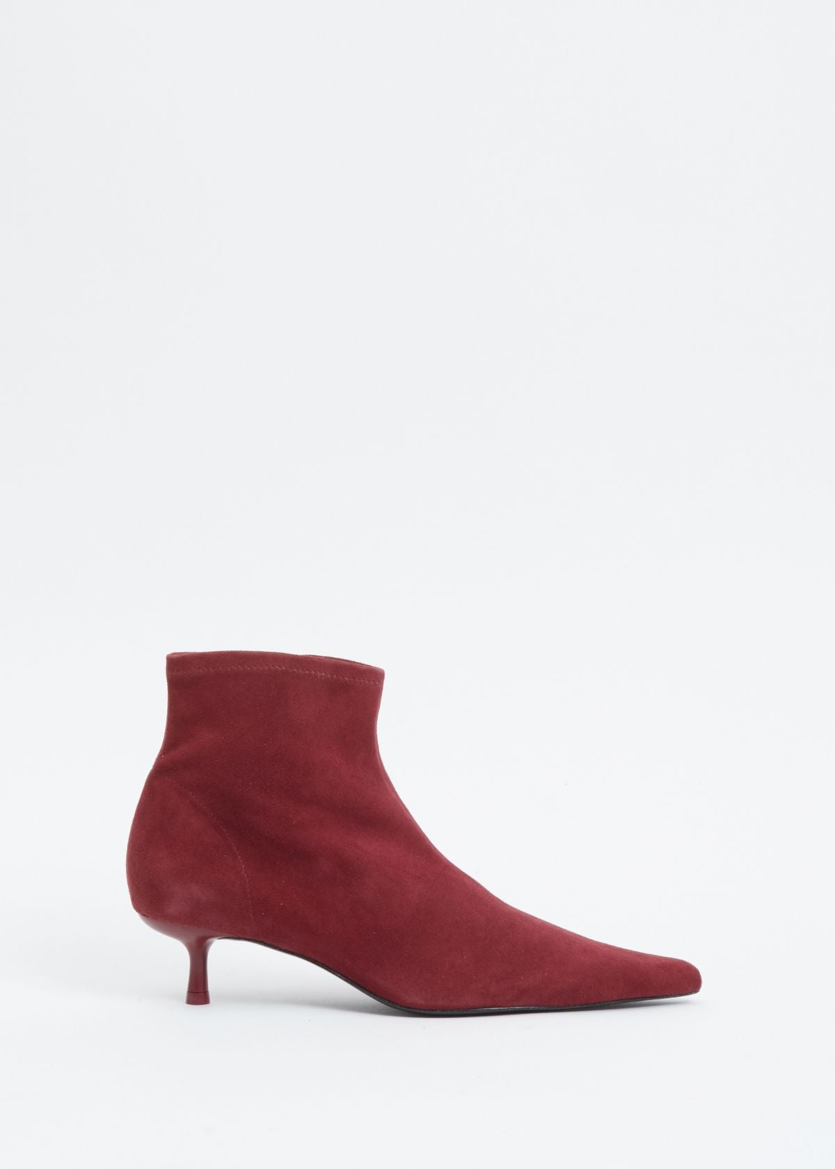 SIMKHAI Joni Stretch Suede Ankle Boot - Cranberry