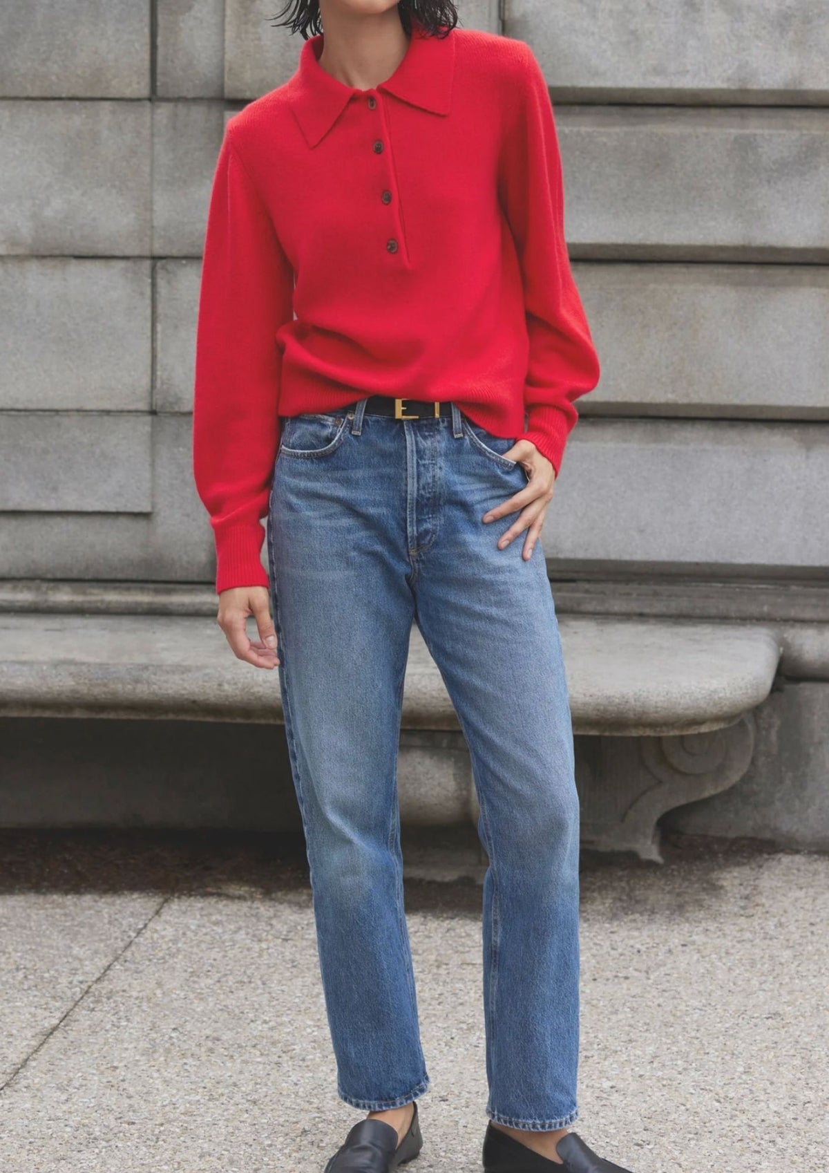 SOLD OUT NYC The Cashmere Polo Top - Cherry
