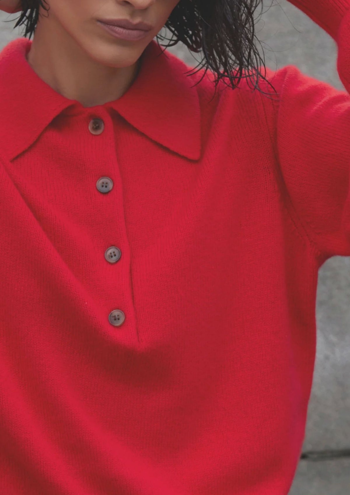 SOLD OUT NYC The Cashmere Polo Top - Cherry