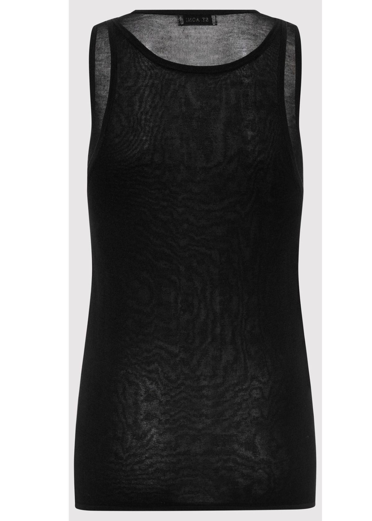 ST. AGNI Semi Sheer Double Layer Tank Top - Black