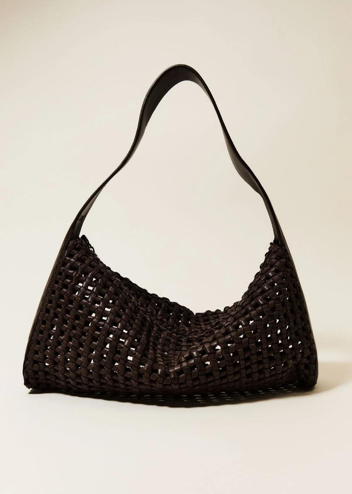 ST. AGNI Macrame Mesh Handbag - Chocolate