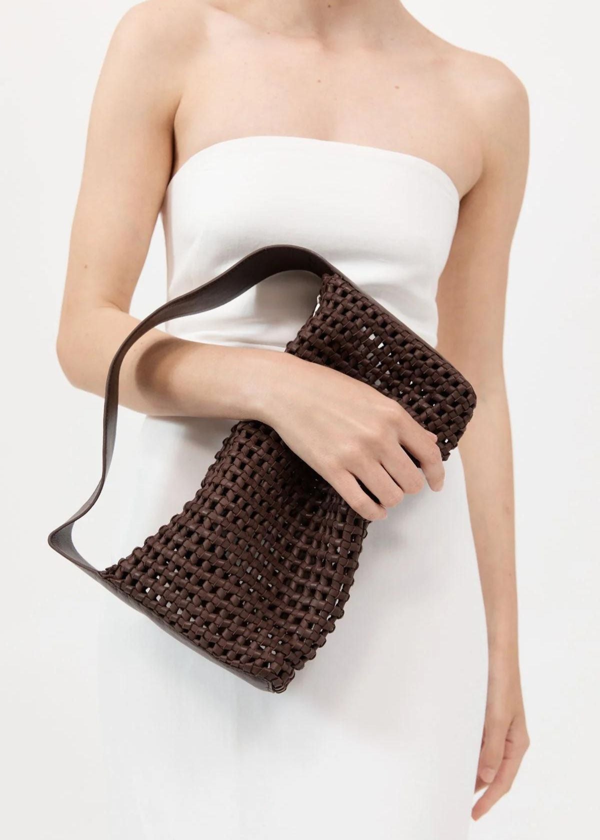 ST. AGNI Macrame Mesh Handbag - Chocolate