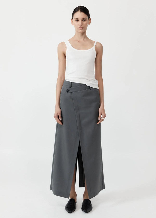 ST. AGNI Deconstructed Waist Maxi Skirt - Pewter Grey