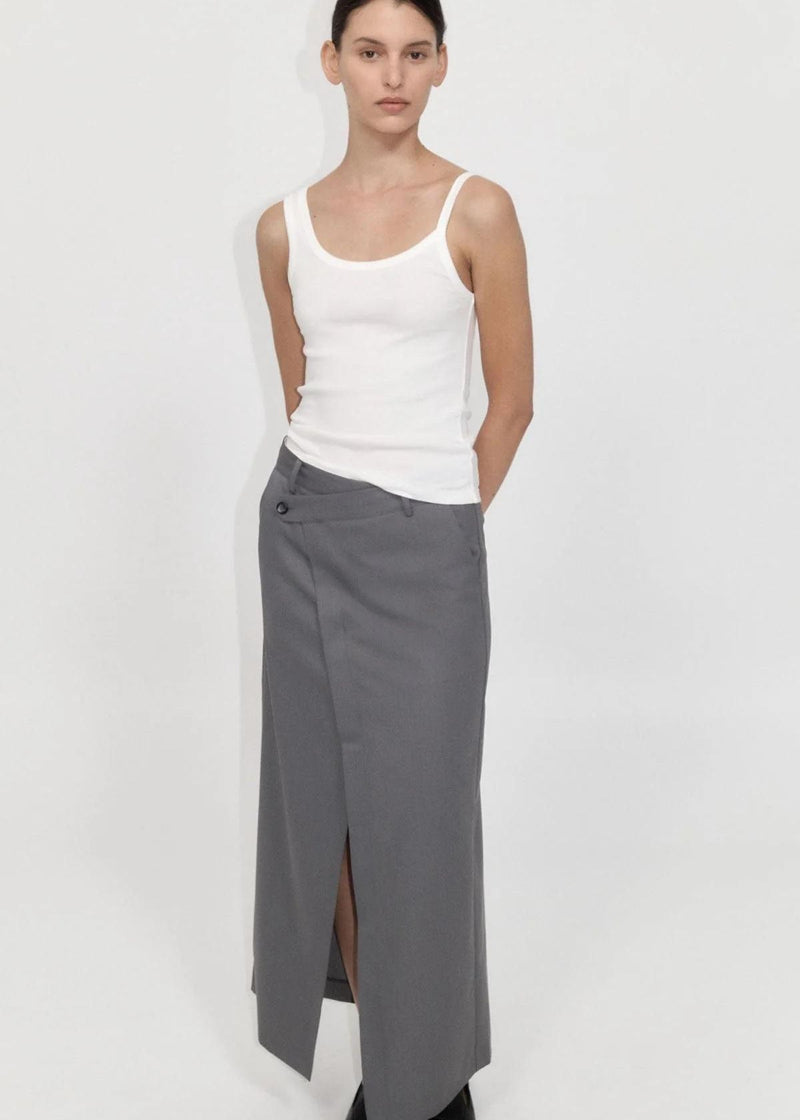 ST. AGNI Deconstructed Waist Maxi Skirt - Pewter Grey