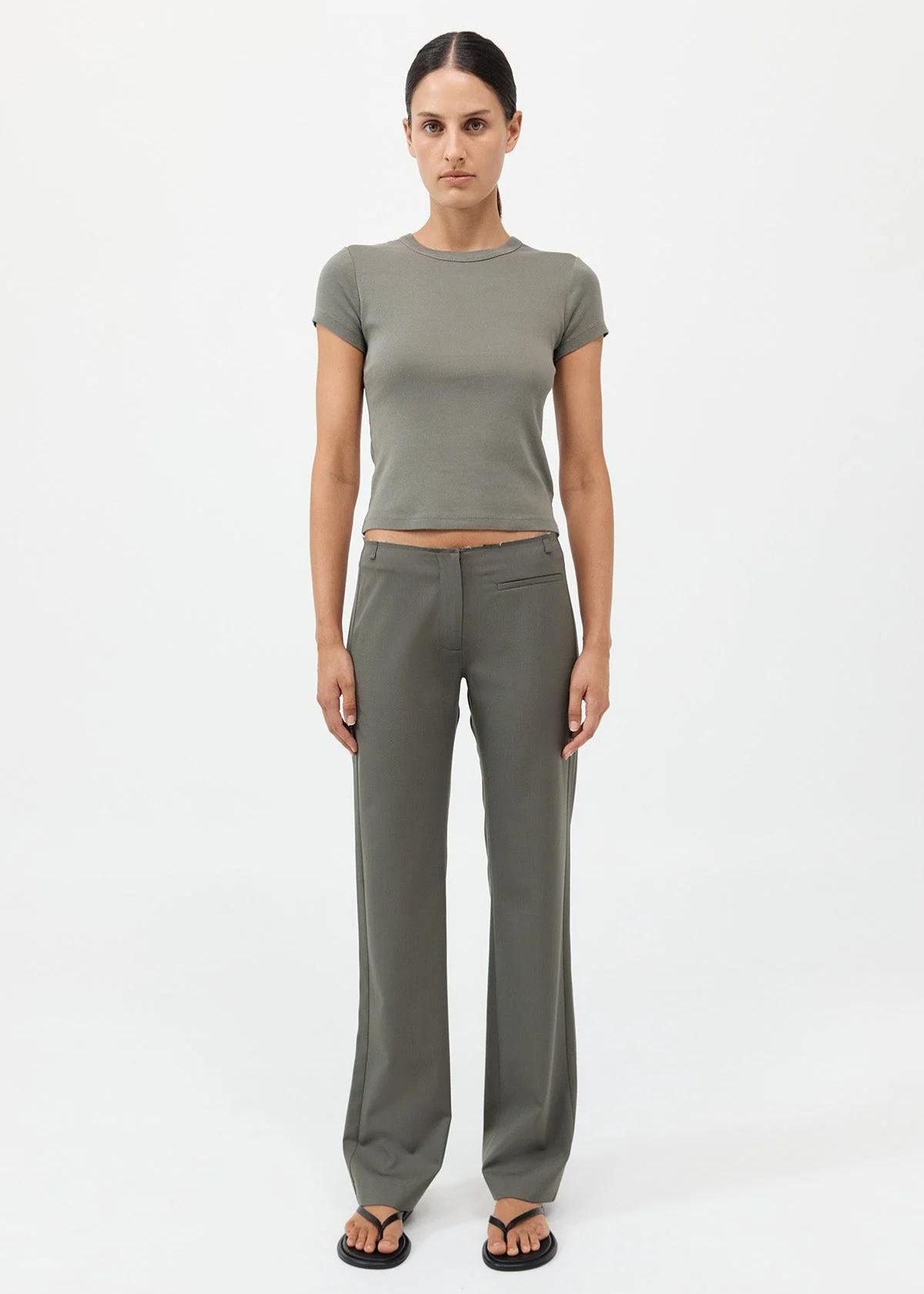 ST. AGNI Raw Edge Pant - Smokey Olive