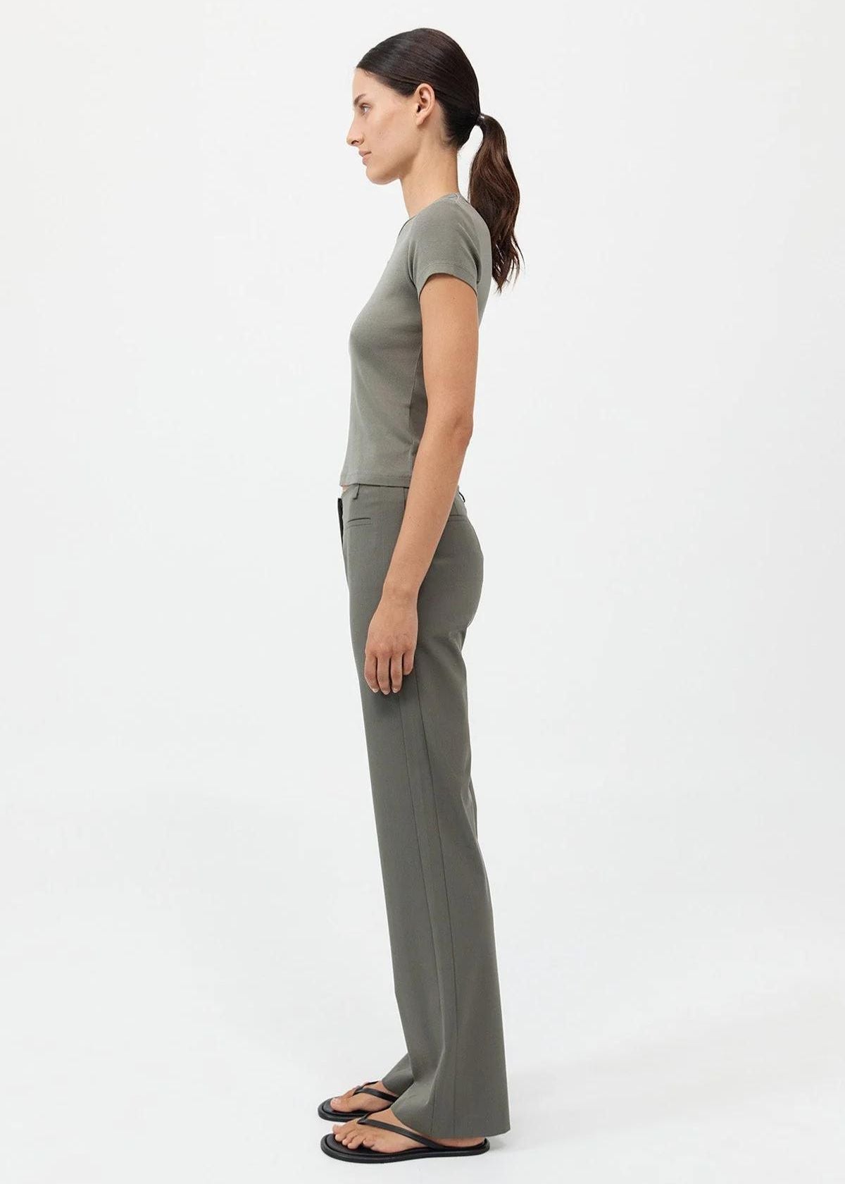 ST. AGNI Raw Edge Pant - Smokey Olive