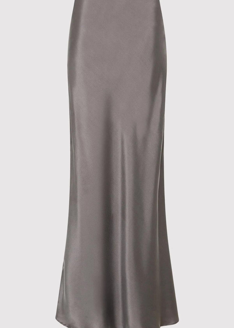 ST. AGNI Soft Silk Maxi Skirt - Pewter Grey