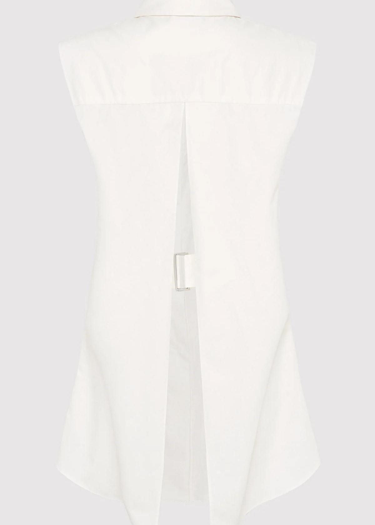 ST. AGNI Cotton Belted Sleeveless Top - White