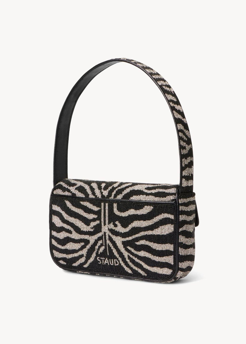 STAUD Tommy Beaded Handbag - Black/White