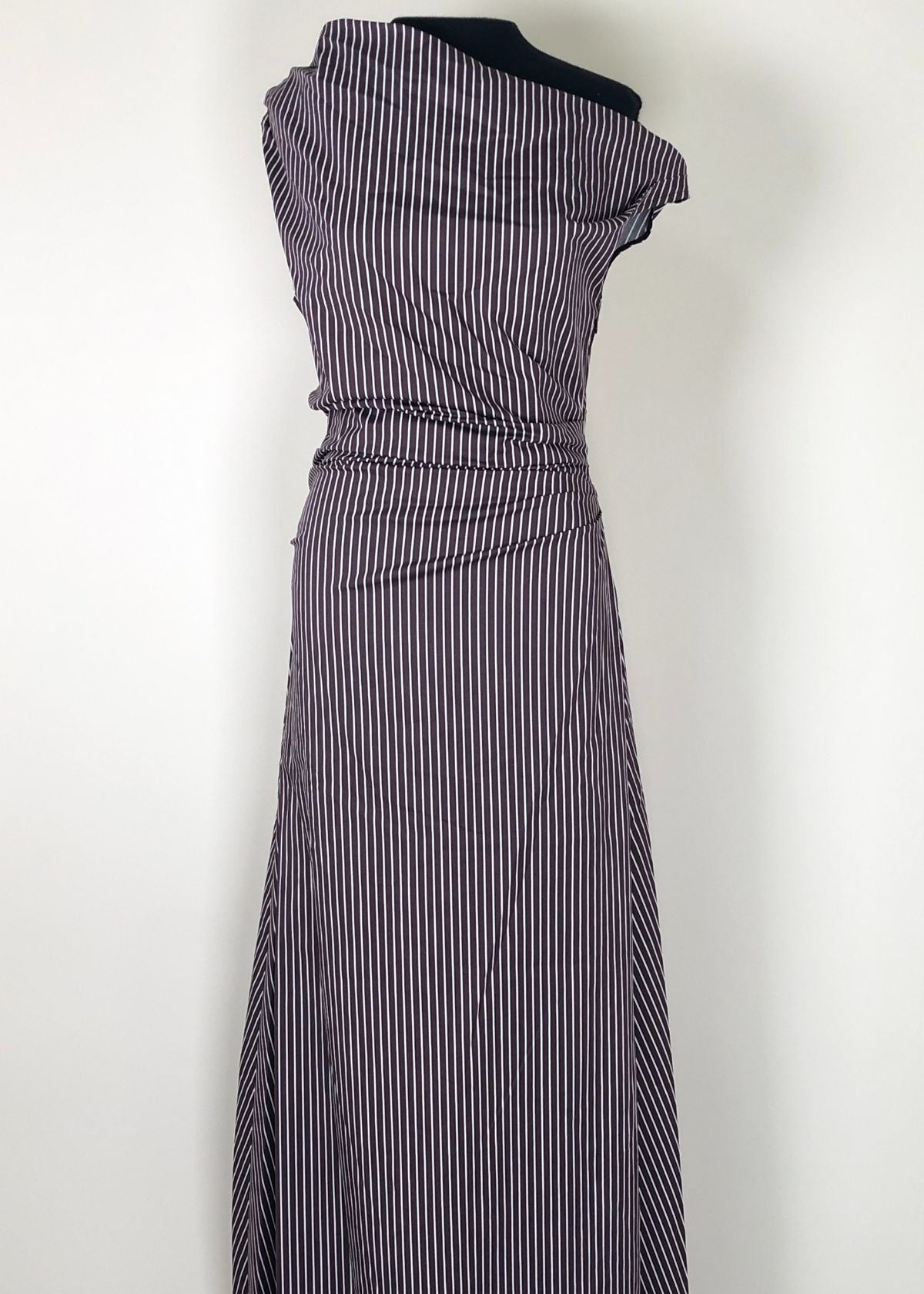 STAUD Phare Maxi Dress - Dark Oak Micro Stripe