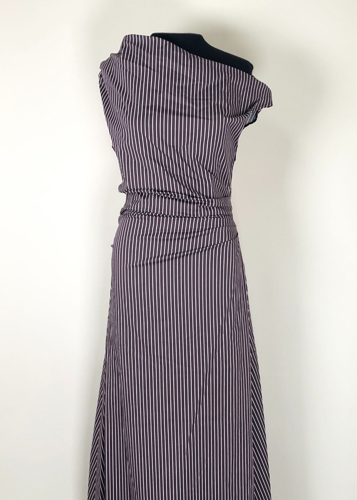 STAUD Phare Maxi Dress - Dark Oak Micro Stripe