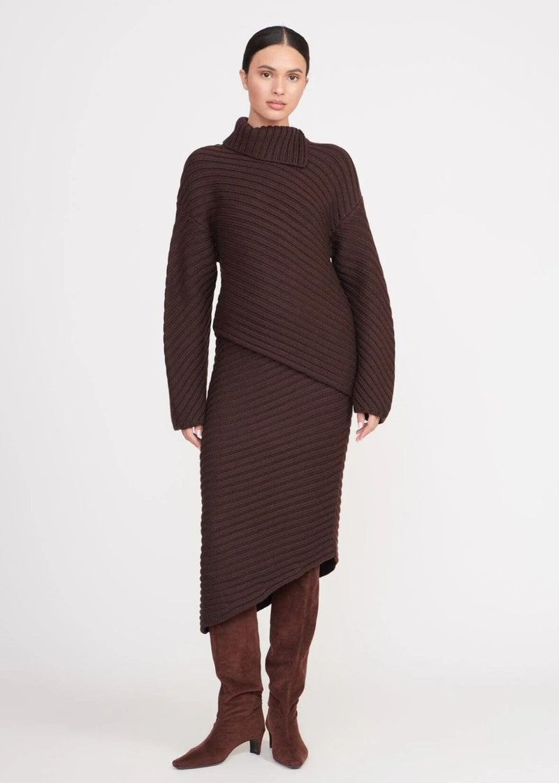 STAUD Cantilever Skirt - Dark Chocolate