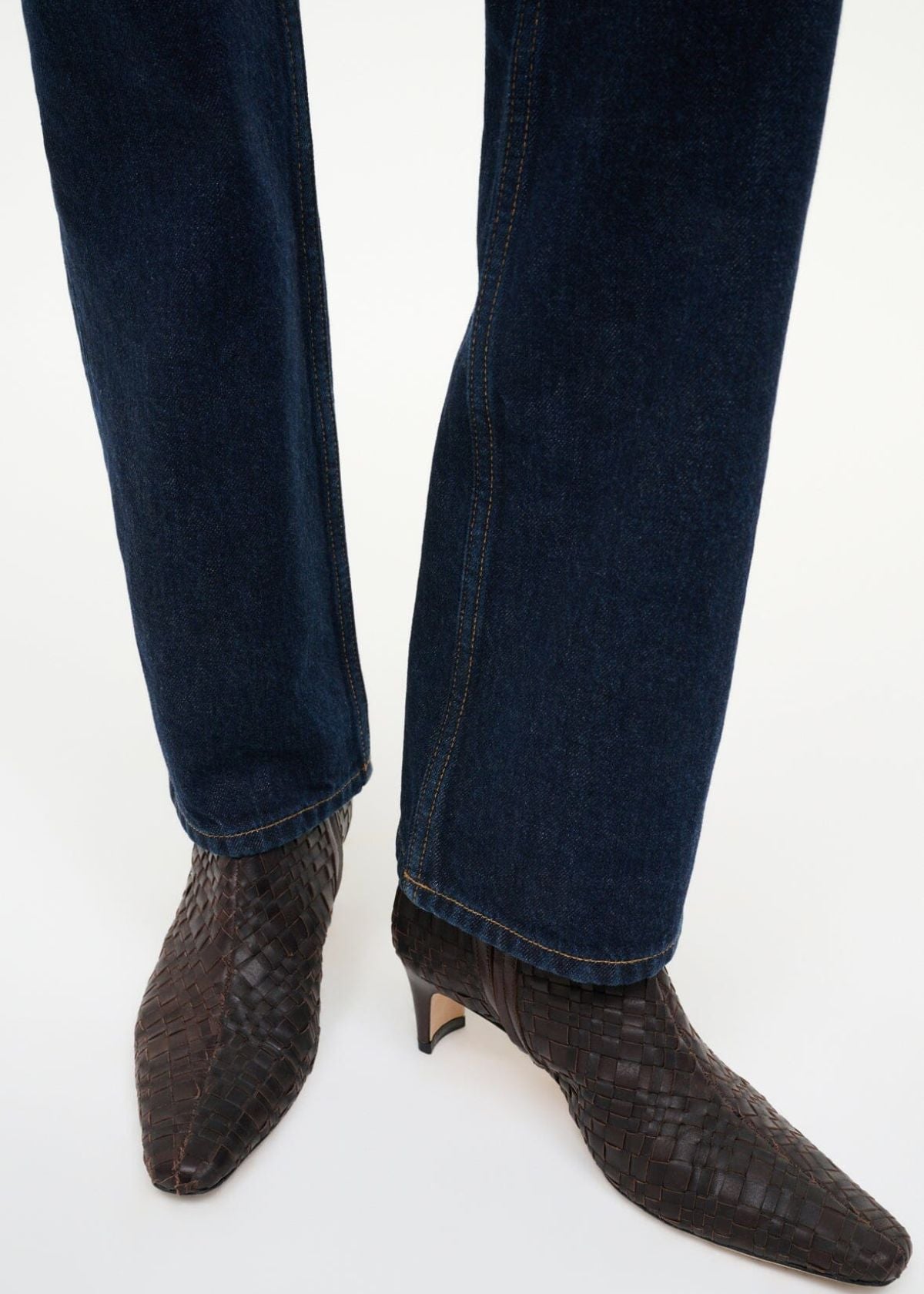 STAUD Wally Ankle Boot - Espresso Woven Leather