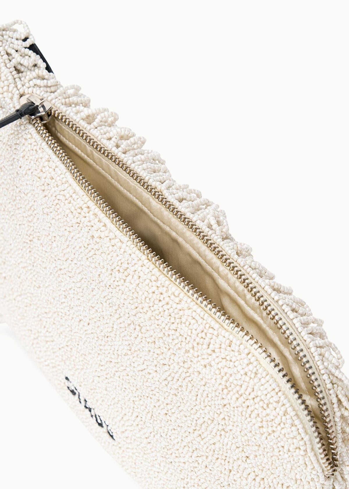 STAUD Dolly Beaded Clutch Handbag - Ivory