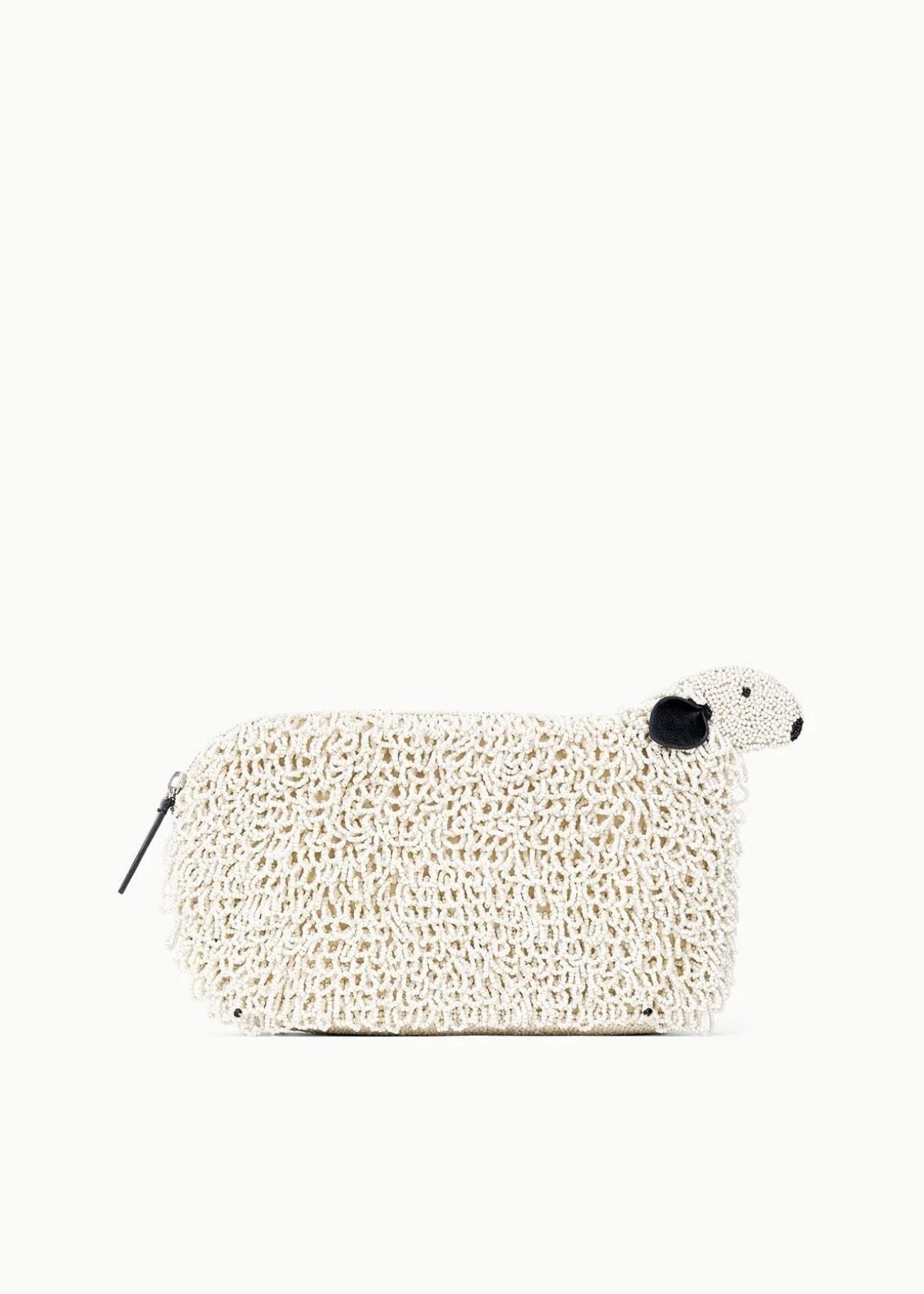 STAUD Dolly Beaded Clutch Handbag - Ivory