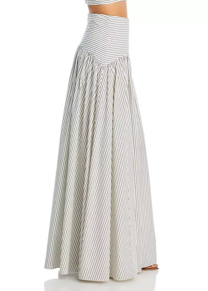 STAUD Procida Maxi Skirt - Ivory Stripe
