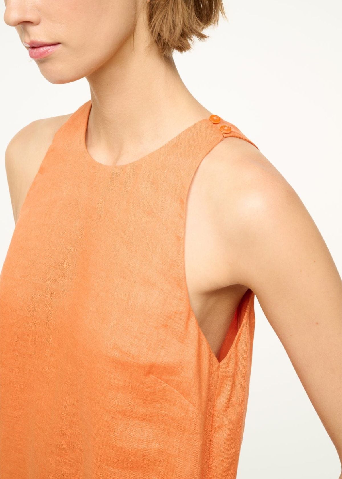 STAUD Mika Linen Dress - Apricot White