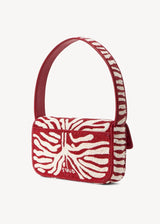 STAUD Tommy Beaded Handbag - Scarlett and White