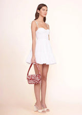 STAUD Tommy Beaded Handbag - Scarlett and White