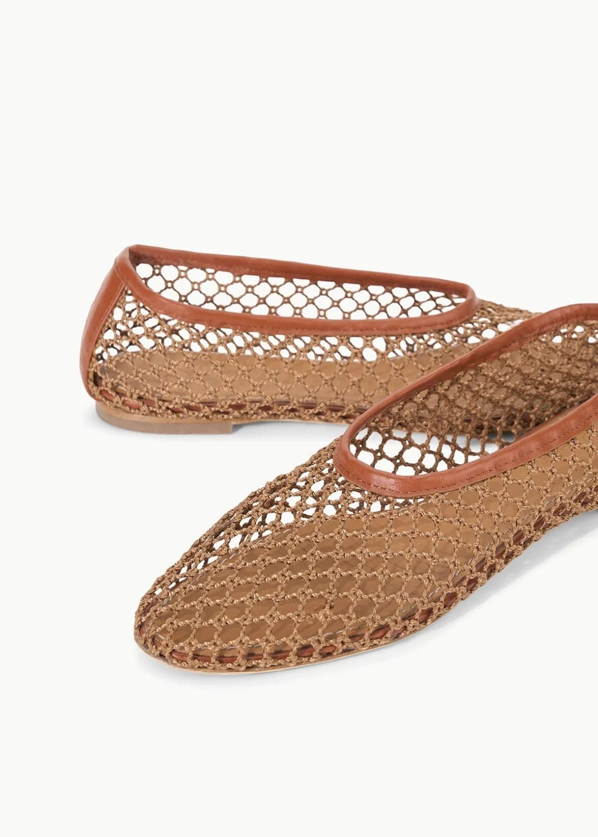 STAUD Alba Ballet Flat Shoe - Tan Netting