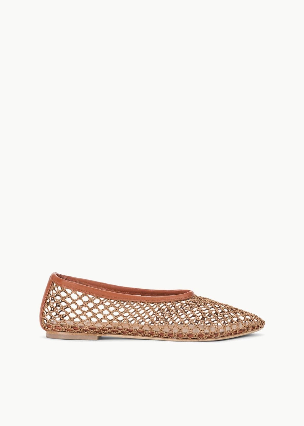 STAUD Alba Ballet Flat Shoe - Tan Netting